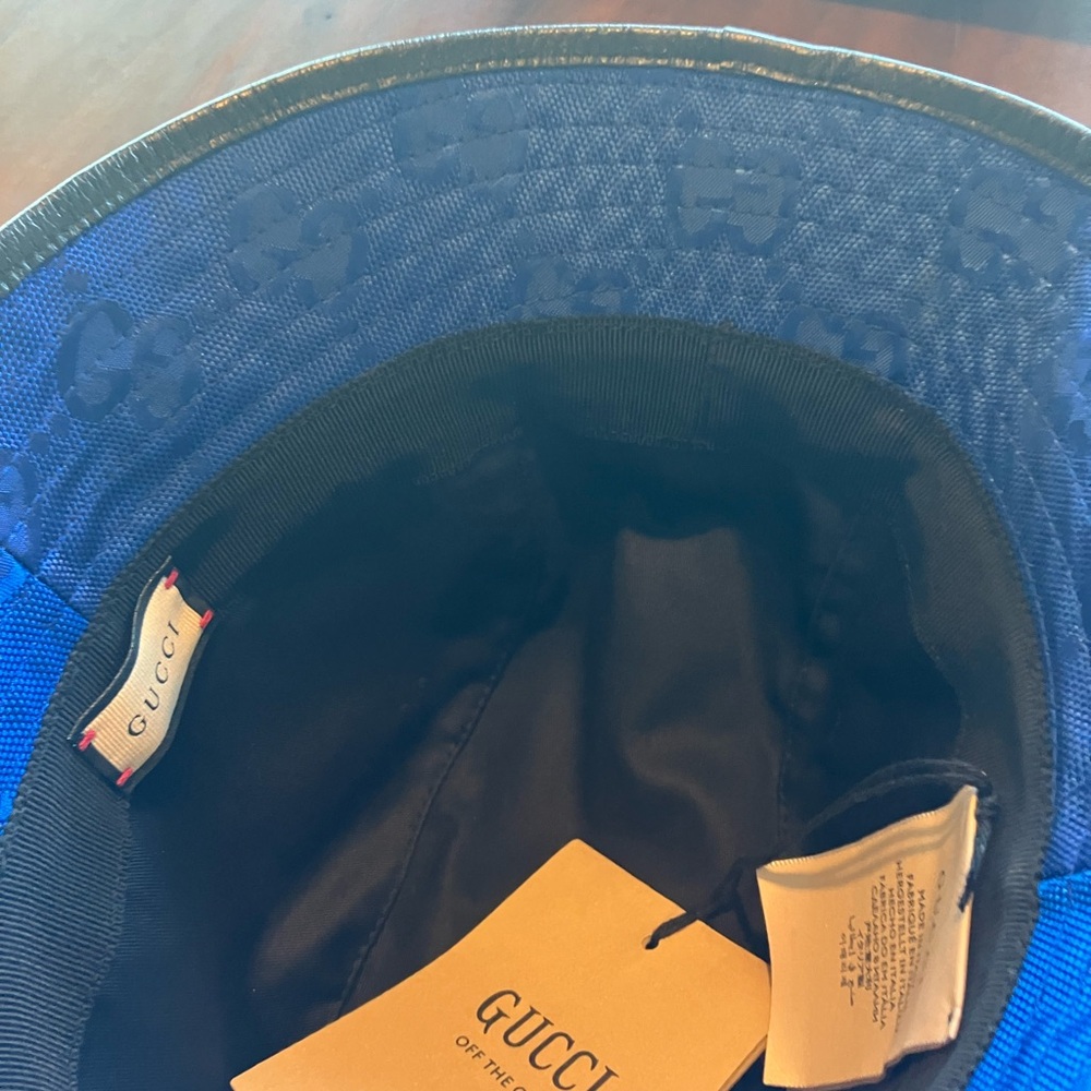 Gucci Royal Blue Logo Bucket Hat brand NWT SIZE MEDIUM unisex - Picture 6 of 7